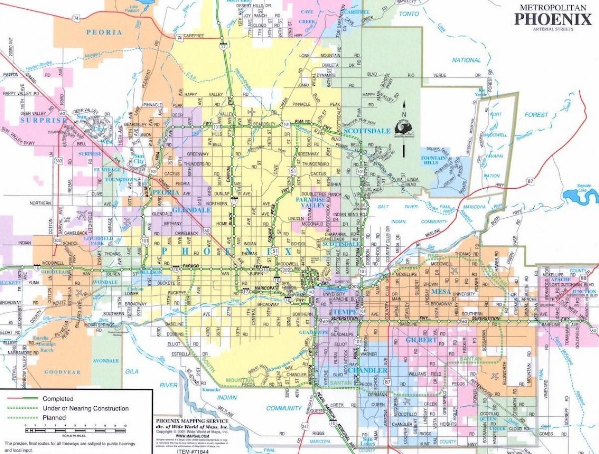 Phoenix city mapa Arizona
