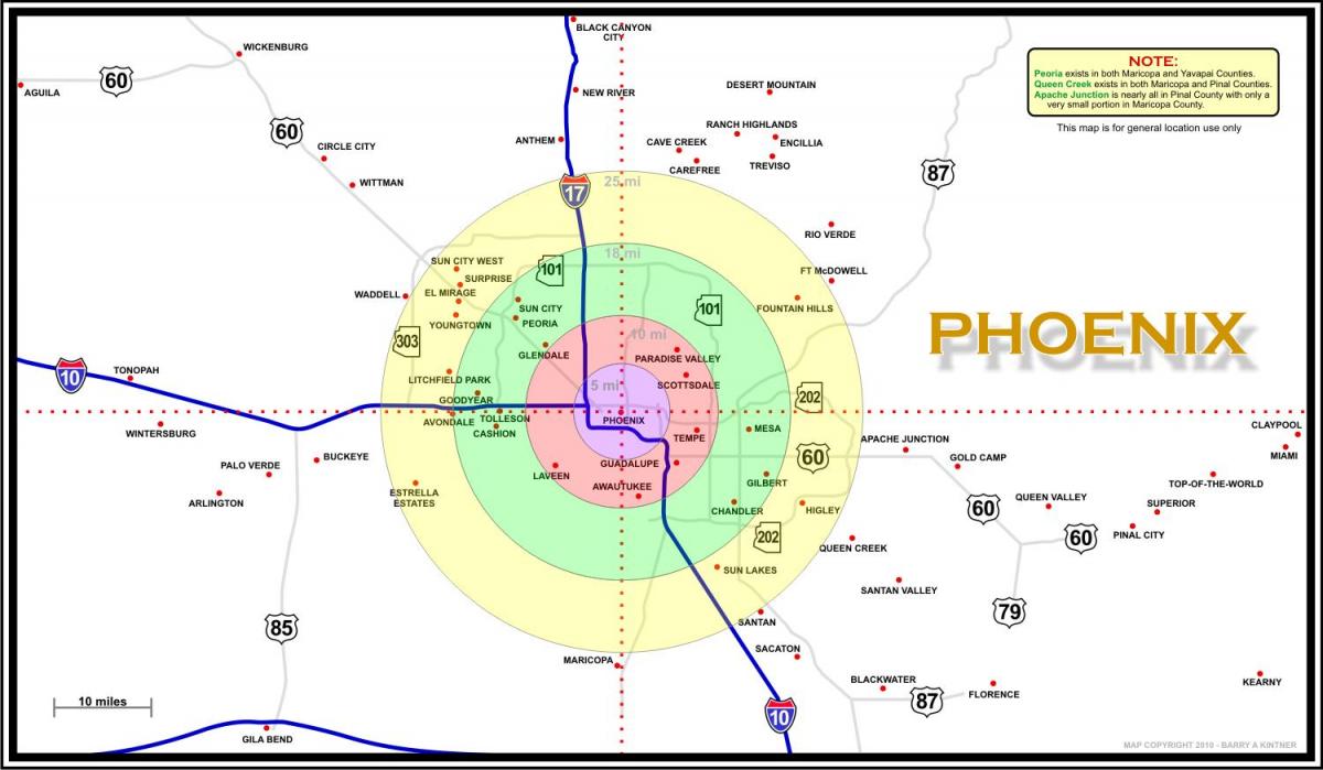 mapa Phoenix area