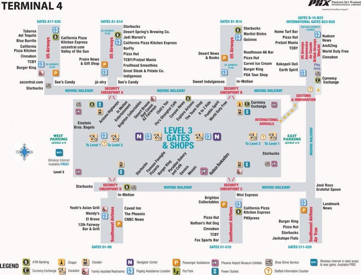 Phoenix aireportuko mapa terminal 4