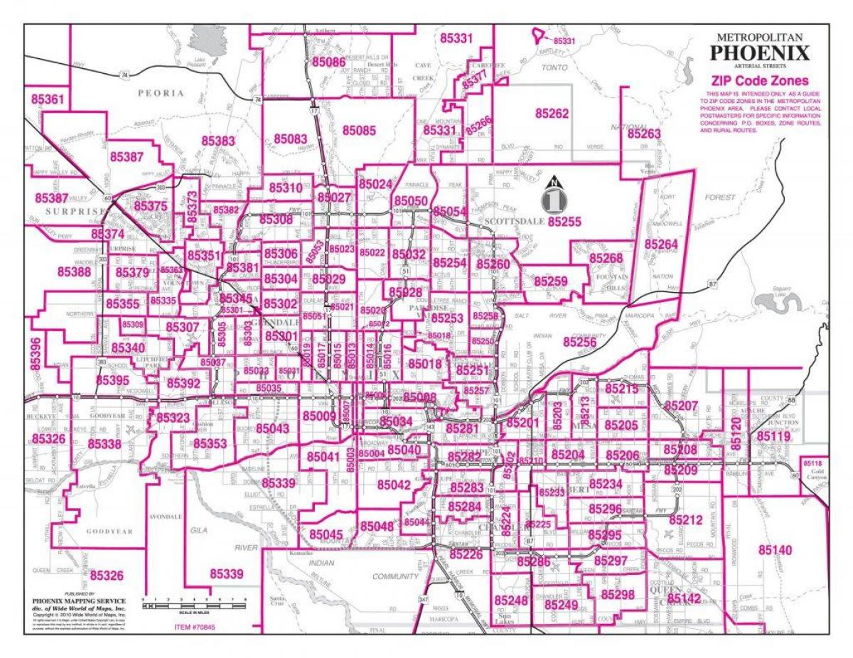 zip code mapa Phoenix