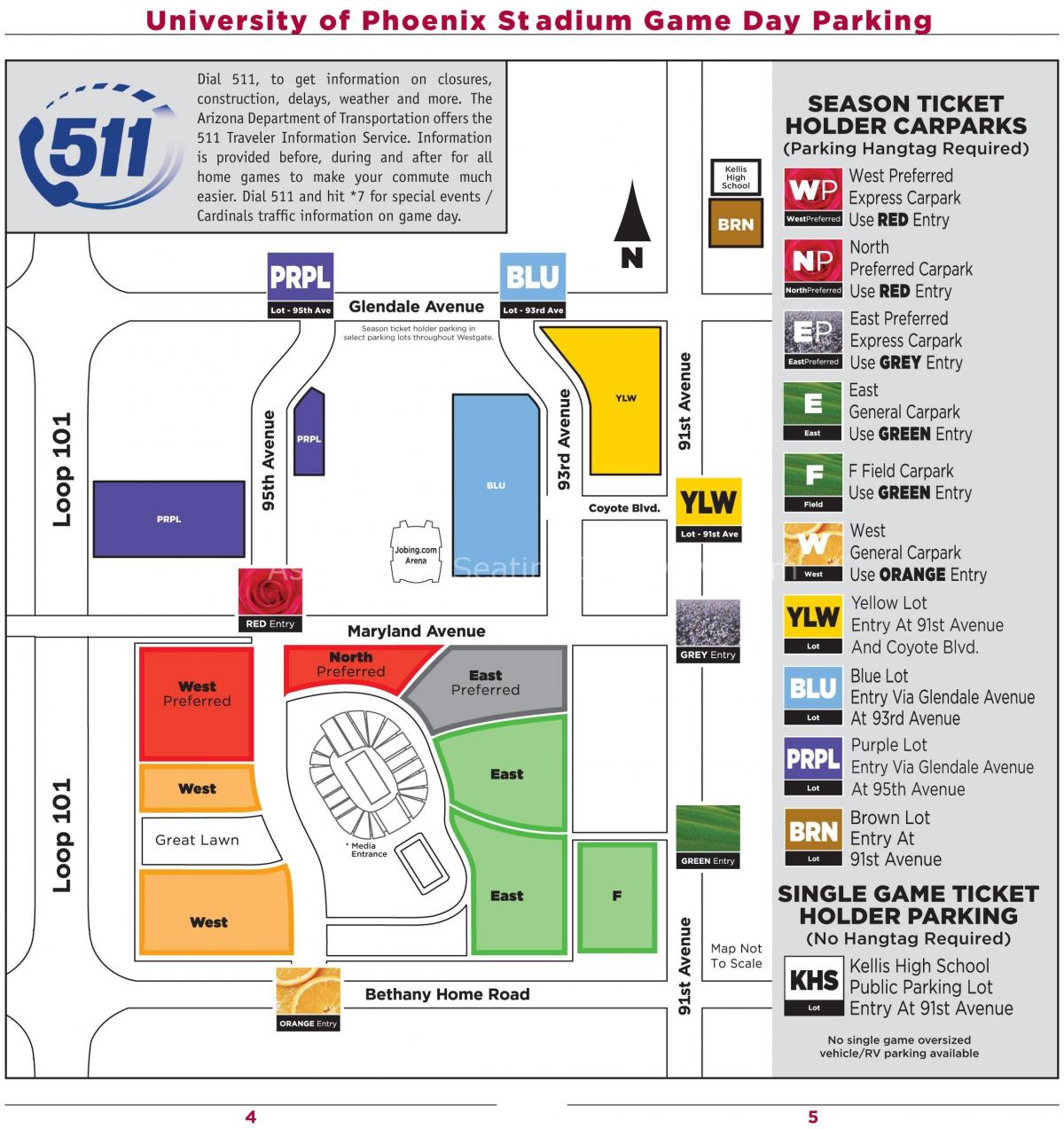 parking mapa university of Phoenix stadium