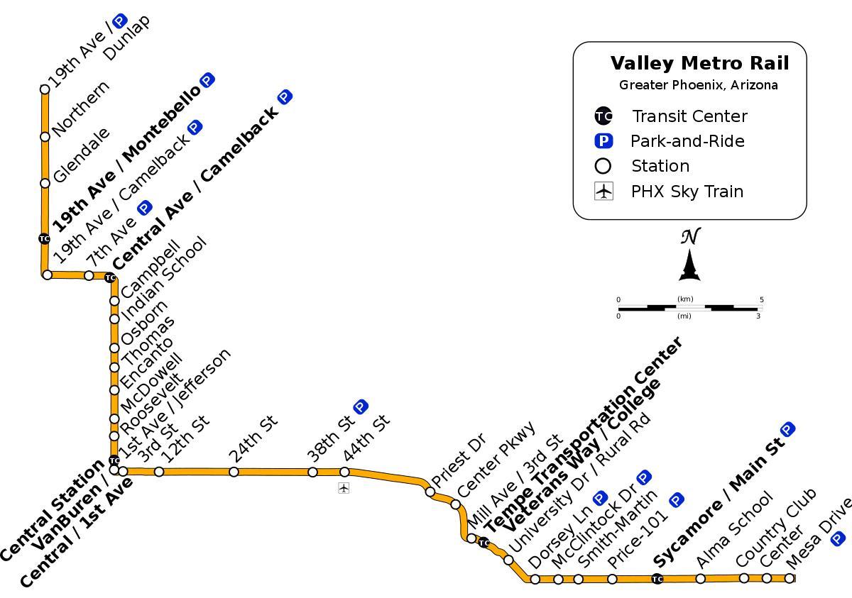 Valley metro, autobus ibilbidea mapa