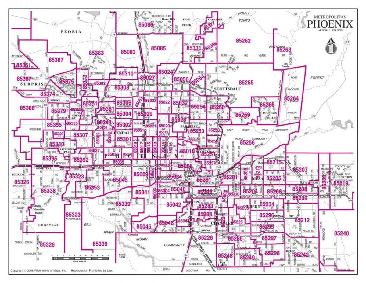 hiria Phoenix zip code mapa